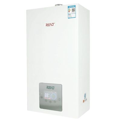 গ্যাস ওয়াল ঝুলন্ত গরম জল চুল্লি চীন 40/32/28/26/24kw শীর্ষ মানের সাদা শেল স্টেপলেস ফ্রিকোয়েন্সি রূপান্তর